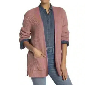 Madewell Women Dried Petal Pink Nolan Ribbed Pocket Sweater Cardigan Size Medium